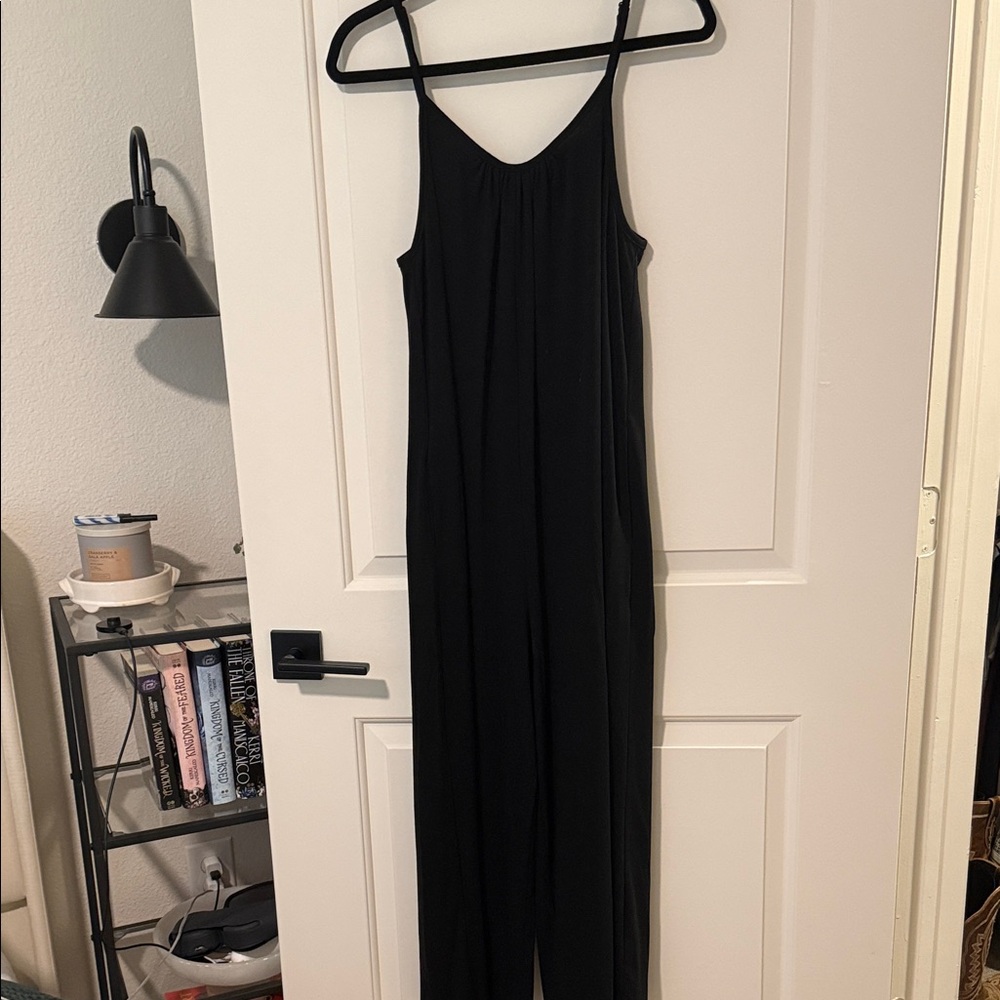 Amazon Black Spaghetti-Strap Wide-Leg Jumpsuit